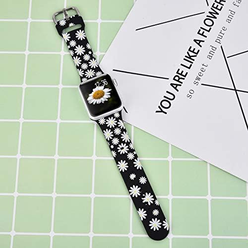 KOREDA е Съвместима с джапанки Apple Watch 38 мм, 40 мм 41 мм, меки силиконови Сменяеми въжета с неувядающим модел за iWatch SE и Series 8 Series 7/6/5/4/3/2/1 за жени и мъже (Daisy)