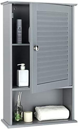 Стенен шкаф за съхранение в банята ZHYH с Една Като и регулируеми по височина рафта Сив цвят