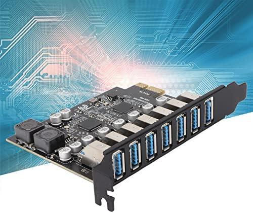 7-портов карта за разширяване на PCIE Hoopoocolor, Renesas и Upd720201 720210 Master Control, скорост на трансфер на данни USB3.2 5 Gbit/с, вграден конектор за захранване PCIE 5 /1,5 А за Win 10, Win 11