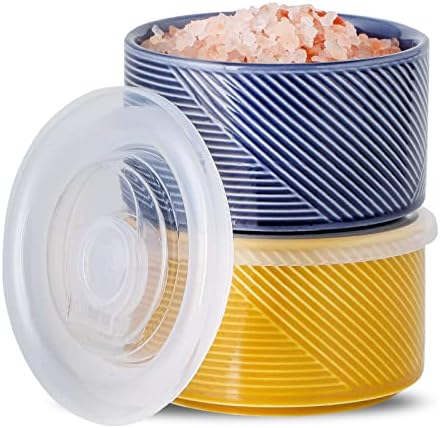 Чисто нова малка керамична купа с капак: 4-инчов контейнери за 10 грама за сол, Сахарницы, перечницы - Комплект