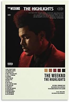 The Weeknd Плакат The Highlights Плакат на Обложката на албума Плакати за Стая Естетически Платно монтаж на стена Арт Декор Спални 12x18 инча (30x45 см)