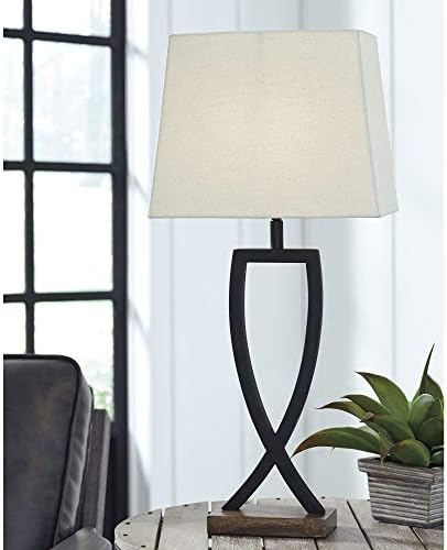 Корпоративна Дизайн от Ашли Makara Метална Минималистичная Настолна лампа, 2 Счетных лампи, Черно и кафяво