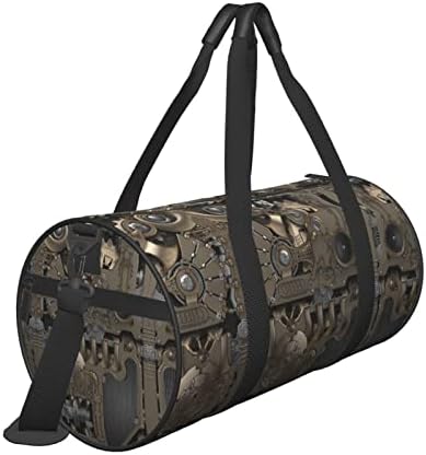Пътна чанта с принтом механични съоръжения в стил steampunk, Кръгла чанта Унисекс. Подходящ за спорт, Фитнес,