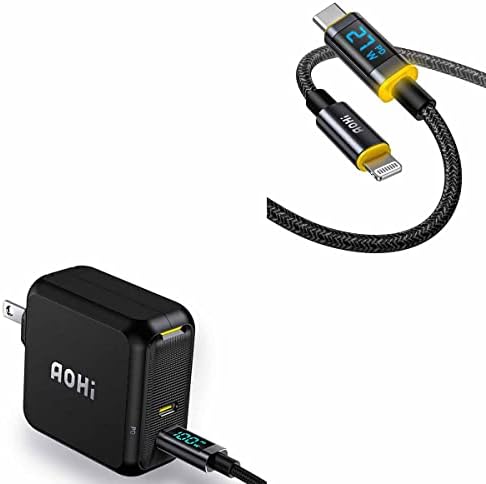 AOHI 100 W 2-пристанище Складное зарядно устройство GaN + C USB с led USB кабел C до + C Кабел AOHI USB C до Гръмотевична с led дисплей 4 фута