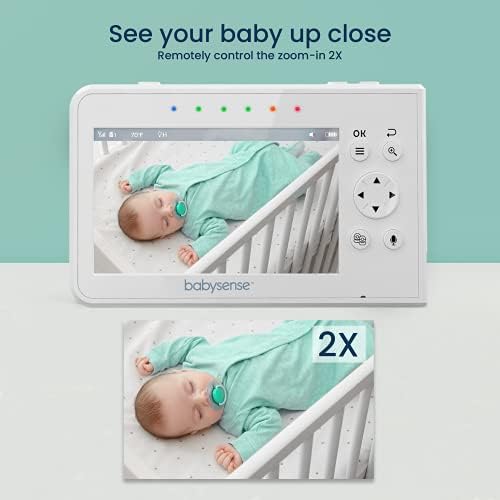 Следи бебето Babysense, Разделен екран с диагонал 4,3 инча, Видеоняня с Две камери и аудио, Дистанционно управление