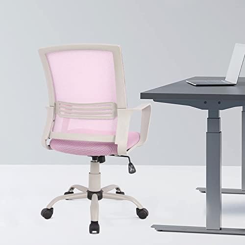 Малък Офис стол с Ергономичен Домашен Офис маса Столове на Колела Компютърна маса Стол със Средна Облегалка Работно Стол