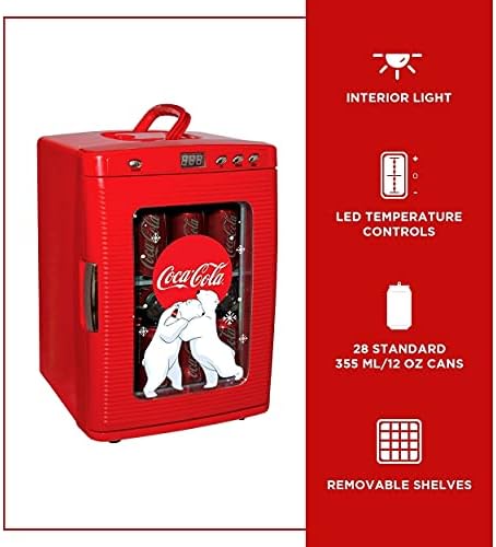 Охладител/Топло Кока-Кола Polar Bear в 28 Кутии с кабели за постоянен ток 12 и 110 vac, Преносим Мини-Хладилник