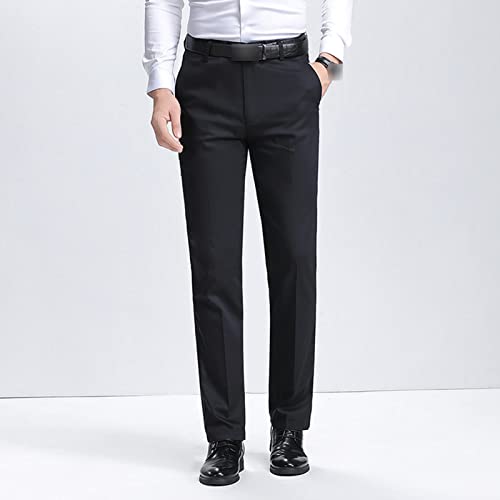 Мъжки панталони-участък Slim Fit, Класически Обикновен Панталон за Ежедневна Костюм, Леки Бизнес Удобни панталони