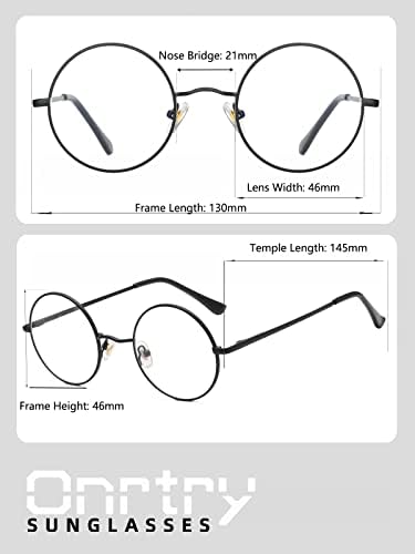 Онртри Кръгли Очила с Блокиране на Синя Светлина за Жените И Мъжете, Кръгли Прозрачни Лещи, Очила В Метални Рамки