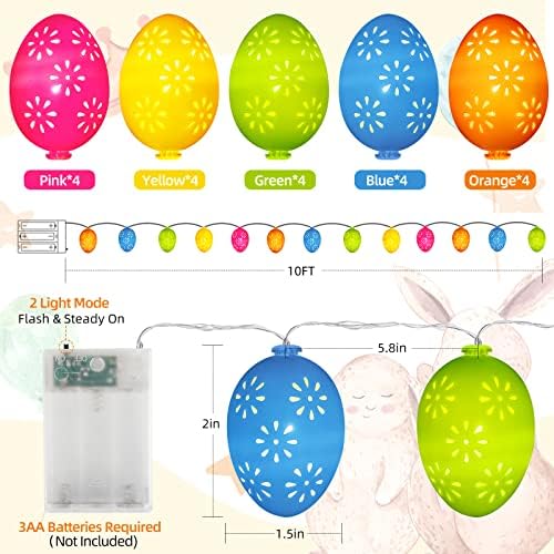 MZD8391 Великденски Декорации, Светлини, 10 ФУТА, 20 Led Гирлянди за Великденски яйца на Батерии за Великден Външно Домашен интериор под формата на Дърво на Стопанството (?
