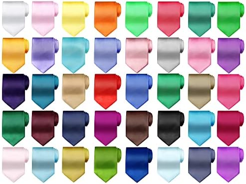 40 Бр., Мъжки Обикновена Вратовръзки, Набор от връзки на Чист Цвят, Класически Мъжки Официални Бизнес Вратовръзки,