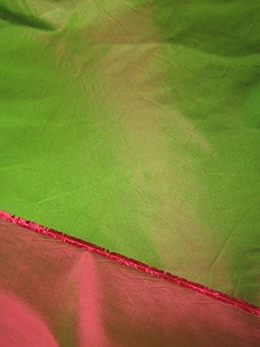 Сатен плат 66 Momme Silk Dutchess, переливающийся зелен / розов 54 инча [руло]
