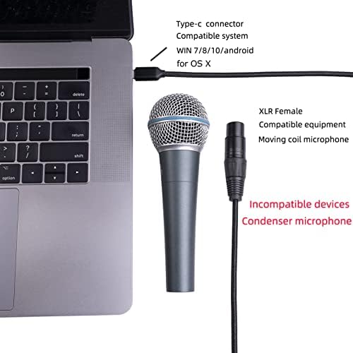 Разъемный кабел PUSOKEI USB C за XLR Кабел за микрофон Hi-Fi USB C, Линия, запис от микрофон, Вграден чип преобразуване