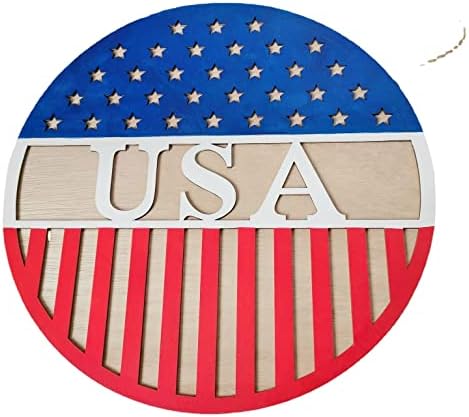 Патриотичен Добре дошли Знак на 4 юли, Деня на Независимостта на САЩ, Дървен Окачен Знак, Кръгъл Венец в чест на Деня