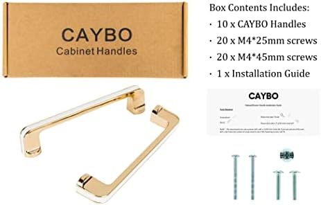 CAYBO 10 X Полирани дръжки на гардероба от трайно с алуминиеви джанти с 2 комплекта винтове. Модерни бели 5-инчов