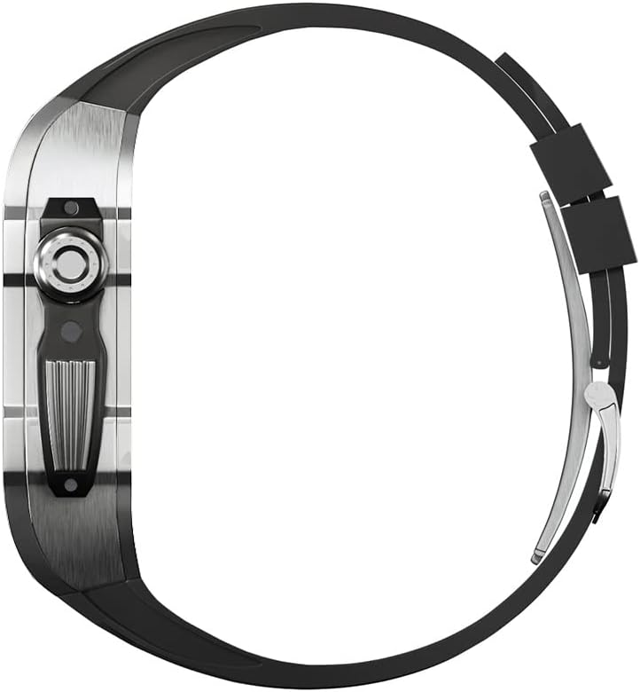 Метален Bezel с Гумена Каишка CNHKAU за iwatch Watch SE/4/5/6/7/8 Аксесоари за Apple Mod Watch Взаимозаменяеми Гумена