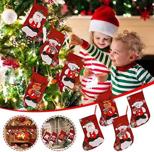 H19NY9 Чанта Бонбони за Украса на Коледната Елха Чорапи Украса на Коледни Чорапи под Формата на Снежен човек