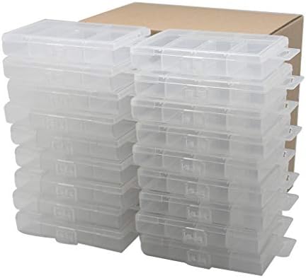 BangQiao 18 Опаковки Малки Пластмасови Прозрачни Детайли За съхранение, Кутия с 6 Фиксирани Решетки за Нокти, Винт, Закрепване,