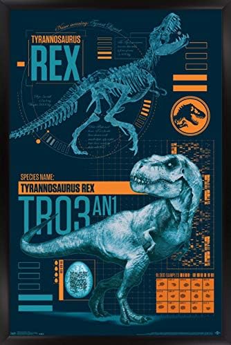 Trends International Свят Джурасик парк: Павшее Кралство - Стенен Плакат с Тираннозавром, 14,725 x 22,375, Версия в черна рамка
