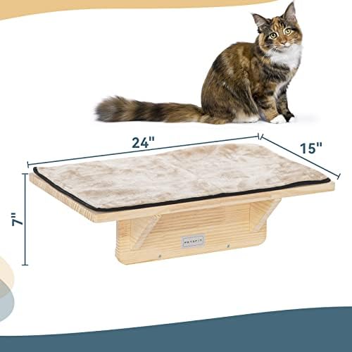 Място за спане за котешки прозорци, осигуряващи отпечатването на до 2 котки, от естествено дърво с Подвижни флисовым