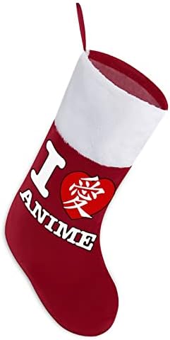 Аз Обичам Аниме Сърцето Червени Коледни Празници Чорапи Дом Декорации за Коледната Елха Окачени Чорапи до Камината
