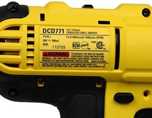 Акумулаторна литиево-йонна бормашина-пистолет винт Dewalt DCD771B 20V MAX е Компактен 1/2-инчов - Без инструмент