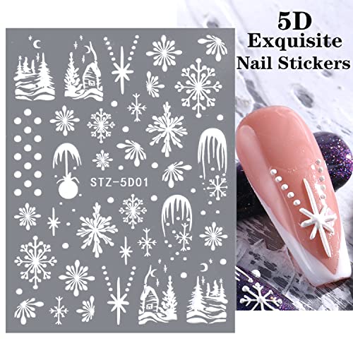 Снежинки Етикети за дизайн на ноктите Етикети 5D Кухи Изискани Луксозни Коледни Коледни Аксесоари За Дизайн на Ноктите,