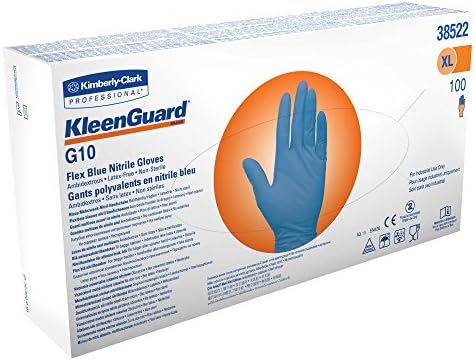Нитриловые ръкавици Kleenguard G10 Flex Blue (38522), X-Large, Без прах, 2 Мил, 9,5 инча, За работа с храни,