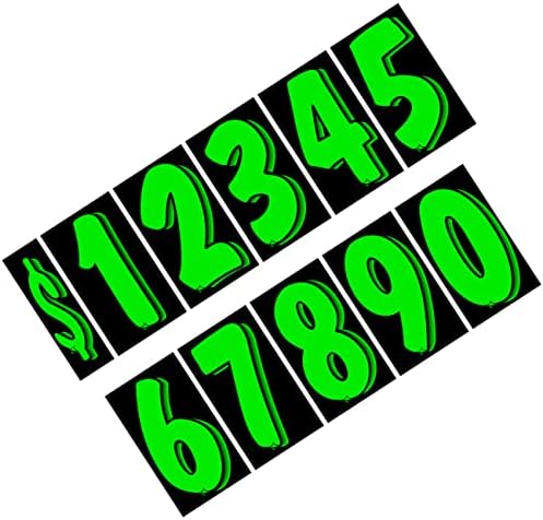 VERSA ТАГОВЕ 7 1/2 Инчов черно-Зелени Винилови Стикери с номера, на 11 Дюжин Комплекти, Цената на Предното стъкло на превозното средство и 2 опаковки по 12 стикери за седал?
