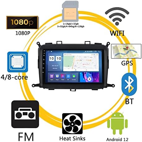 Автомобилна стерео PLOKM Android 12 за Kia carens 2013-2018 9-инчов Авто радио сензорен екран, безжичен Carplay и безжичен Android Auto, с Bluetooth Hands-Free/Fm/GPS Navi/USB