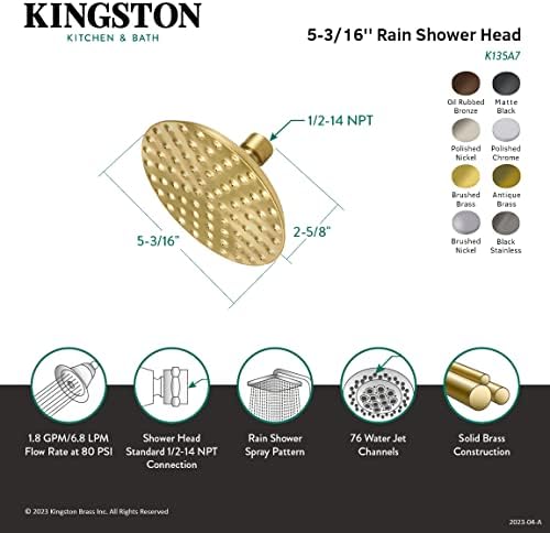 Накрайник за душ Kingston Brass Showerscape K135A3, Античен Месинг