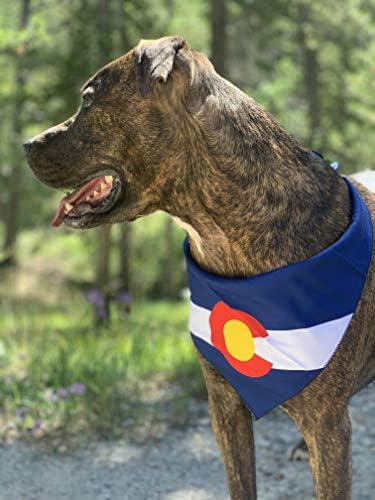 Кърпа за кучета с флага на щата Колорадо за местните кученца | Комплект от 3 теми | Малък или Голям Шал | (Малка)