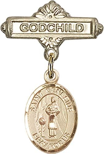 Детски икона Jewels Мания за амулет Свети Генезия Римски и игла за Кръщелник | Детски икона от 14-каратово