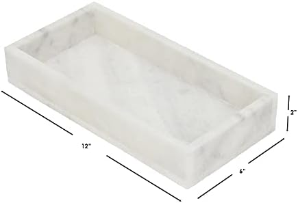 Основи за къщи Мрамор Тава за тоалетка маса | Нескользящая основа | Изработен от ултра силна мрамор | Бял и Сив мрамор