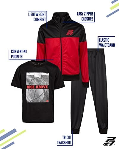 Комплект за бягане за момчета Pro Athlete - Комплект детски дрехи от 3 теми, Трикотажный спортен костюм (Размер: 8-16)