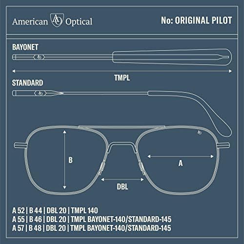 Слънчеви очила AO Original Pilot - Матирано Сребро - Лещи от стъкло SkyMaster зелен цвят Calobar - Байонетный