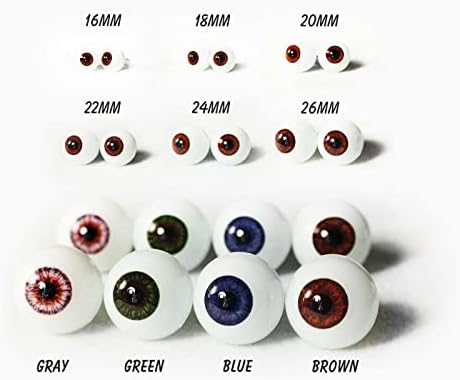 2 елемента Гластические Гиперреалистичные Куклени очи Очната ябълка Произведено в Япония (20 мм, кафяв)