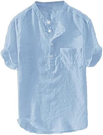 Nyybw/ Мъжки Памучни Ленени Ризи с Къс Ръкав, Ежедневни Тениски с Копчета за Тропическа Почивка, Плаж-Тениски, Блузи, Тениски