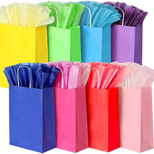 Подаръчни пакети BLEWINDZ 32 бр. от плат 32, Вечерни чанти 8 цвята с дръжки, 10,6 Среден Размер, с Преливащи се цветове Подаръчни