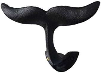Декоративна Кука За Опашката на Кита от Черно Желязо в Селски стил 5 инча - Морски Декор - Плажна тема