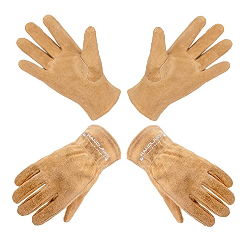 Работни ръкавици HANDLANDY Деца от естествена кожа на възраст от 3 до 11 години), Детски Градински ръкавици за момчета,