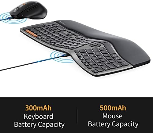 Ергономична Безжична Клавиатура-мишка, Комбинирана клавиатура и мишка ProtoArc EKM01 Ergo Bluetooth, Самостоятелна дизайн, Поставка за дланите, За няколко устройства, Акумулат?