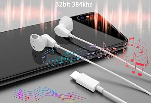 Слушалки, USB C за iPad Pro, Слушалки Type C Hi-Fi Стерео 3D 32 бита/384 khz, Жични Слушалки с Регулатор на
