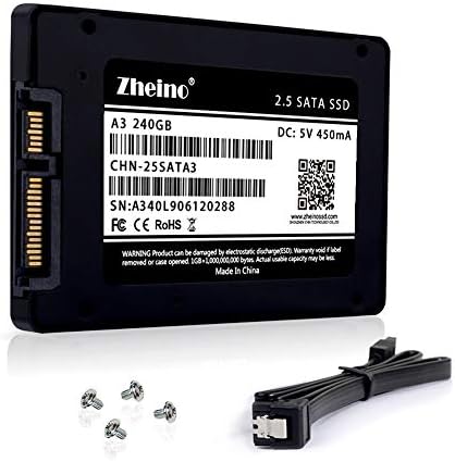 Zheino 240 gb SSD A3 2,5-инчов Sata III на 3D Nand SSD Диск Вътрешен Твърд диск (7 мм) за Лаптоп, Настолен КОМПЮТЪР