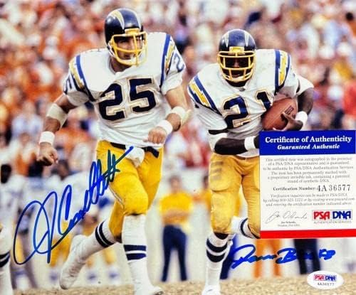 Джон Каппеллетти и Джеймс Брукс от Сан Диего Подписаха Снимка 8x10 PSA 4A36577 - Снимки NFL с автограф