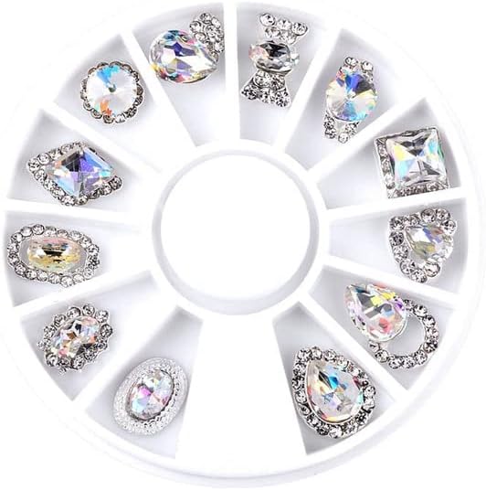 Кутия за Страз за нокти Ab Kristal Legering Platte Achterkant Nagels Steen скъпоценни Камъни Glas Sieraden 3D Декорации за нокти