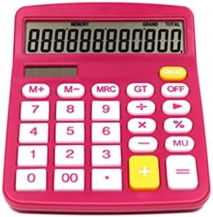 YFQHDD 12-Цифров Настолен Калкулатор с Големи Бутони Финансов Бизнес Счетоводен Инструмент Розово-Червен Цвят,