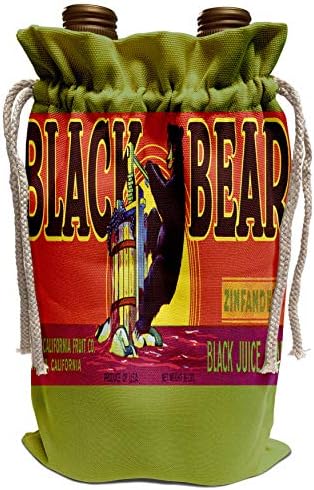 Реколта на етикета 3dRose BLILLION и Рекламен фигура - Черно плюшено мече Зинфандель, Грозде, сок от черен, Цветен