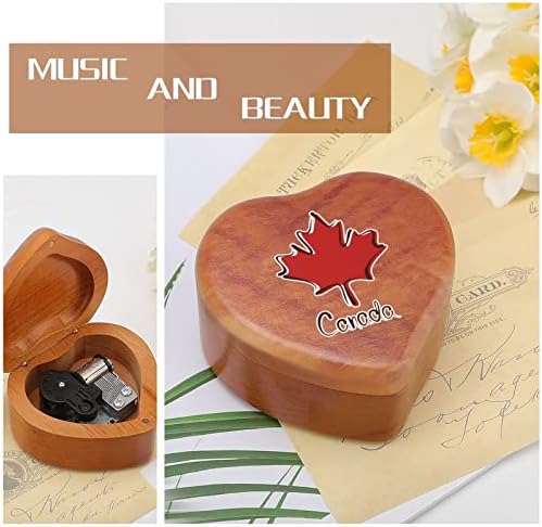 Музикалното Ковчег Canada Maple Leave Сърце Music Box Дървени Музикални Кутии-Добрият Подарък за Юбилей, Коледа, Рожден