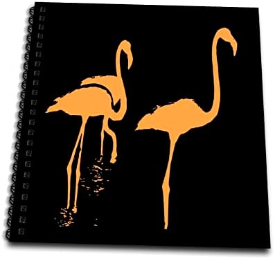 3D - Минималистичен Оранжево силует Три фламинго На черен фон - Книги за рисуване (db-361129-2)